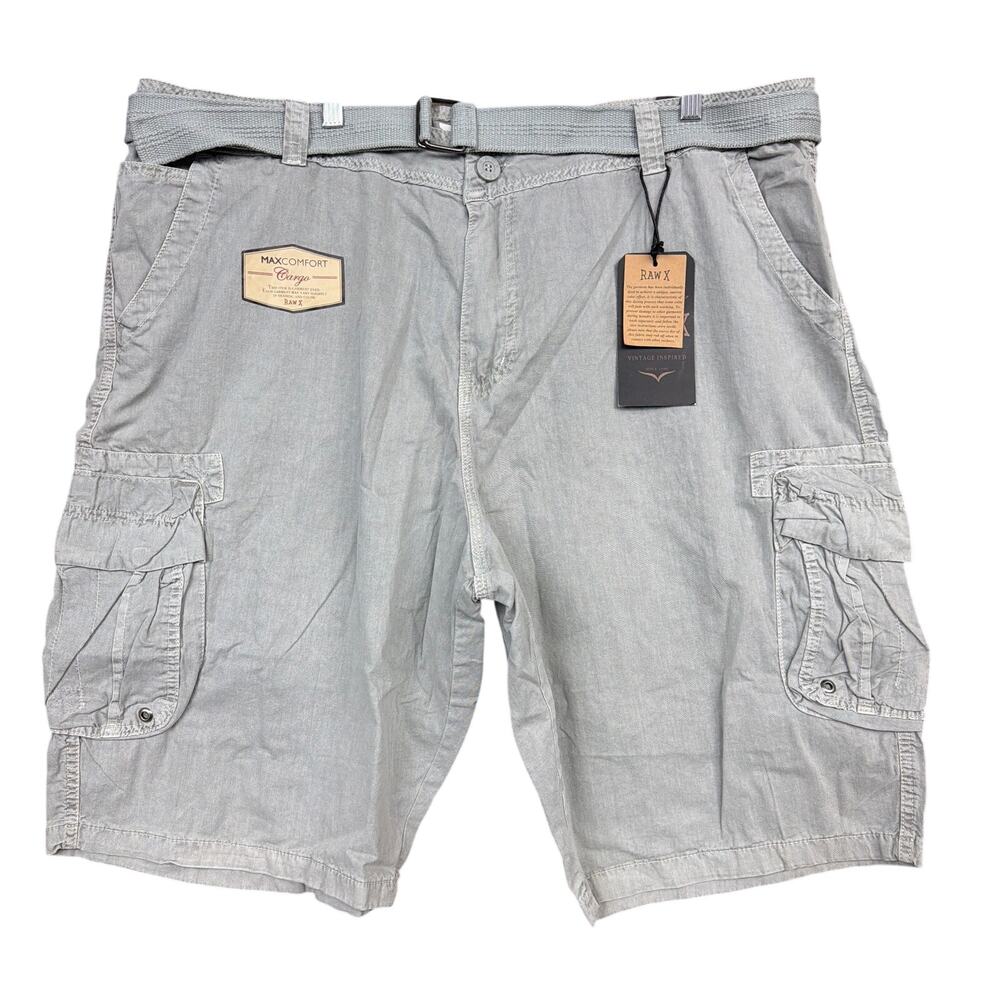 RAW X Mens Shorts Slate Gray Garment Dyed Belt Included Cargo NWT 48x12